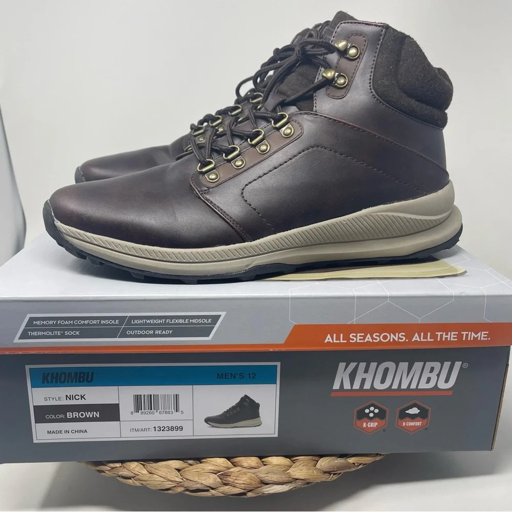 KHOMBU Men's Nick Boots Brown with Box size 12